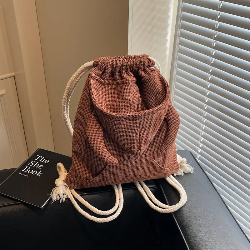 Backpack Women Small Wings Hoodies Fashion Simple Backpack String Girls Bag