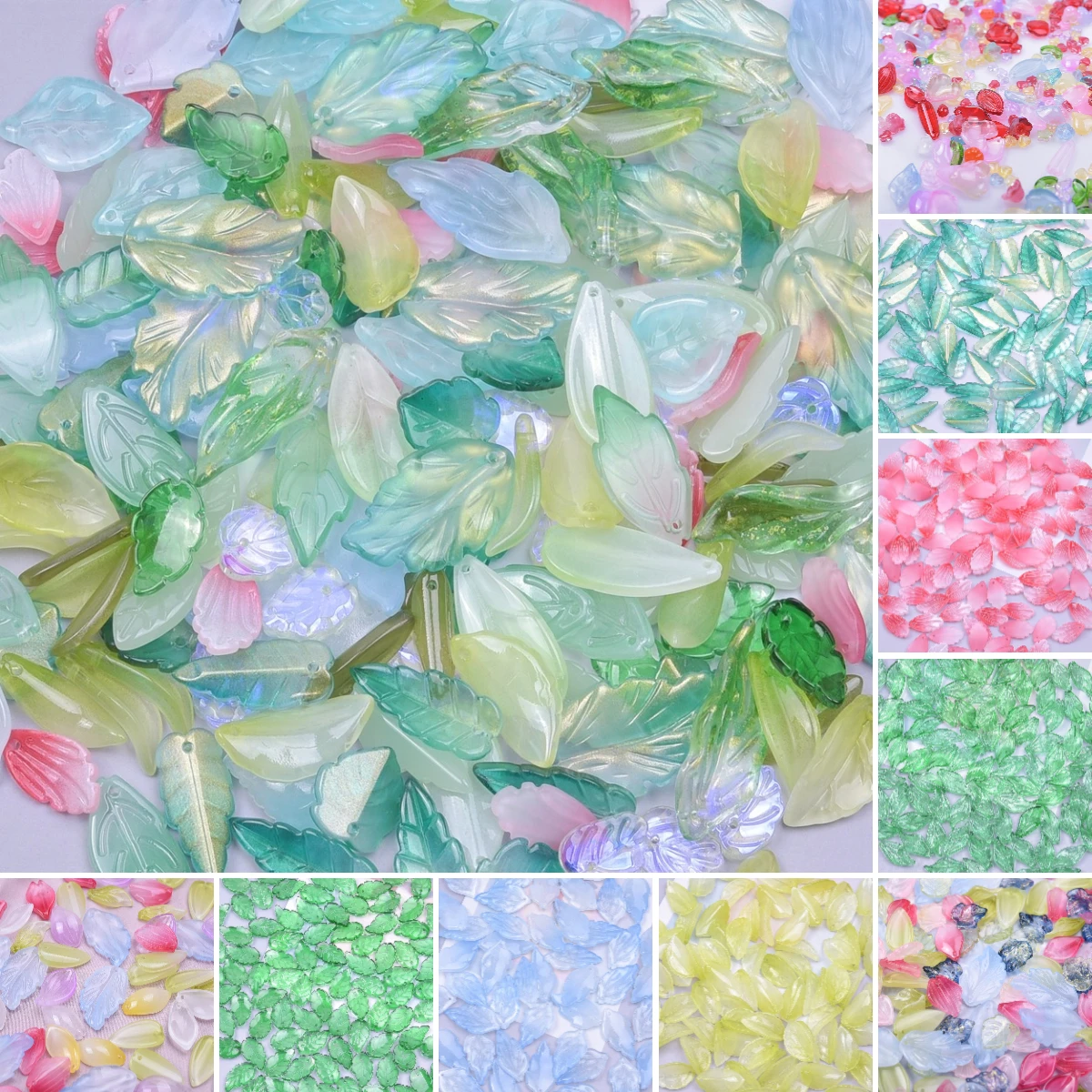 

10pcs/lot Colorful Glass Leaf Beads Fashion Lampwork Leaves Loose Spacer Beads DIY Jewelry Making Findings Bracelet Accessories