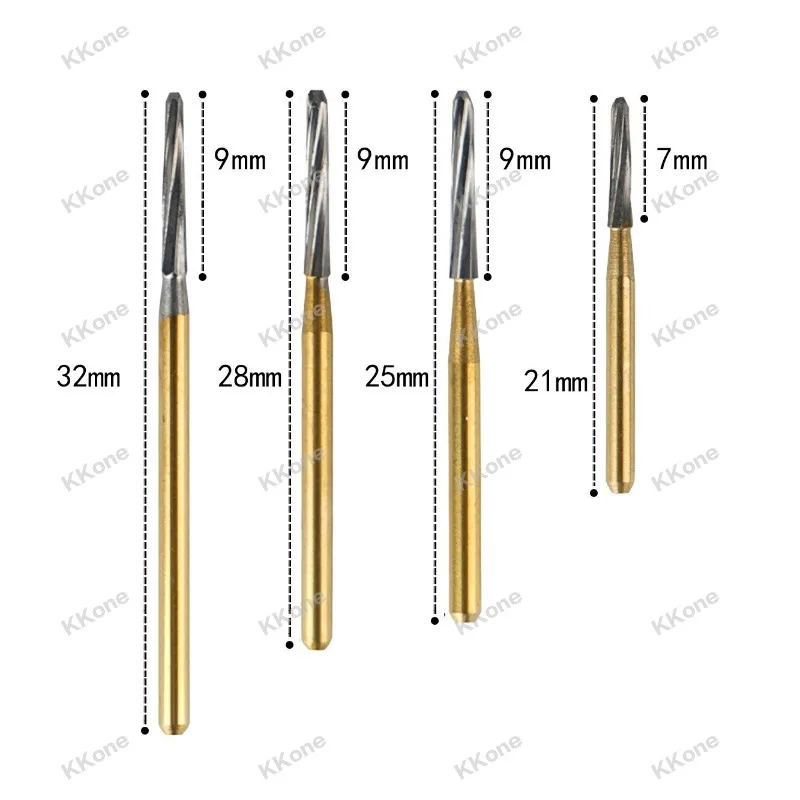 2 x10Pcs /Pack Professional Dental Carbide Burs FG Series Gold - Plated Trimming & Finishing Drills for High - Speed Handpiece
