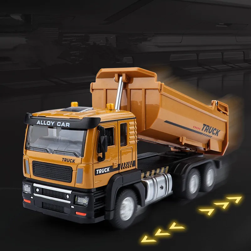 Hot new produc1:43 alloy pull back dump truck model,engineering transport truck toy,simulation sound and light car,free shipping