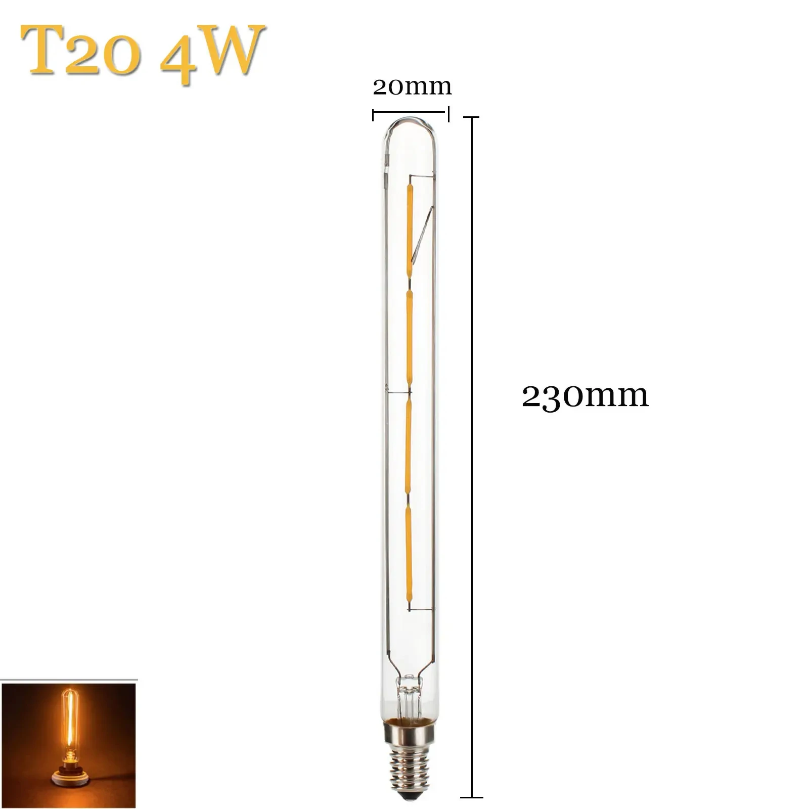 E14 T20 Vintage Filament Lamp 3W 4W 6W AC 220V Glass Light Bulb Warm White Antique Filament Light Tube for Home Decoration