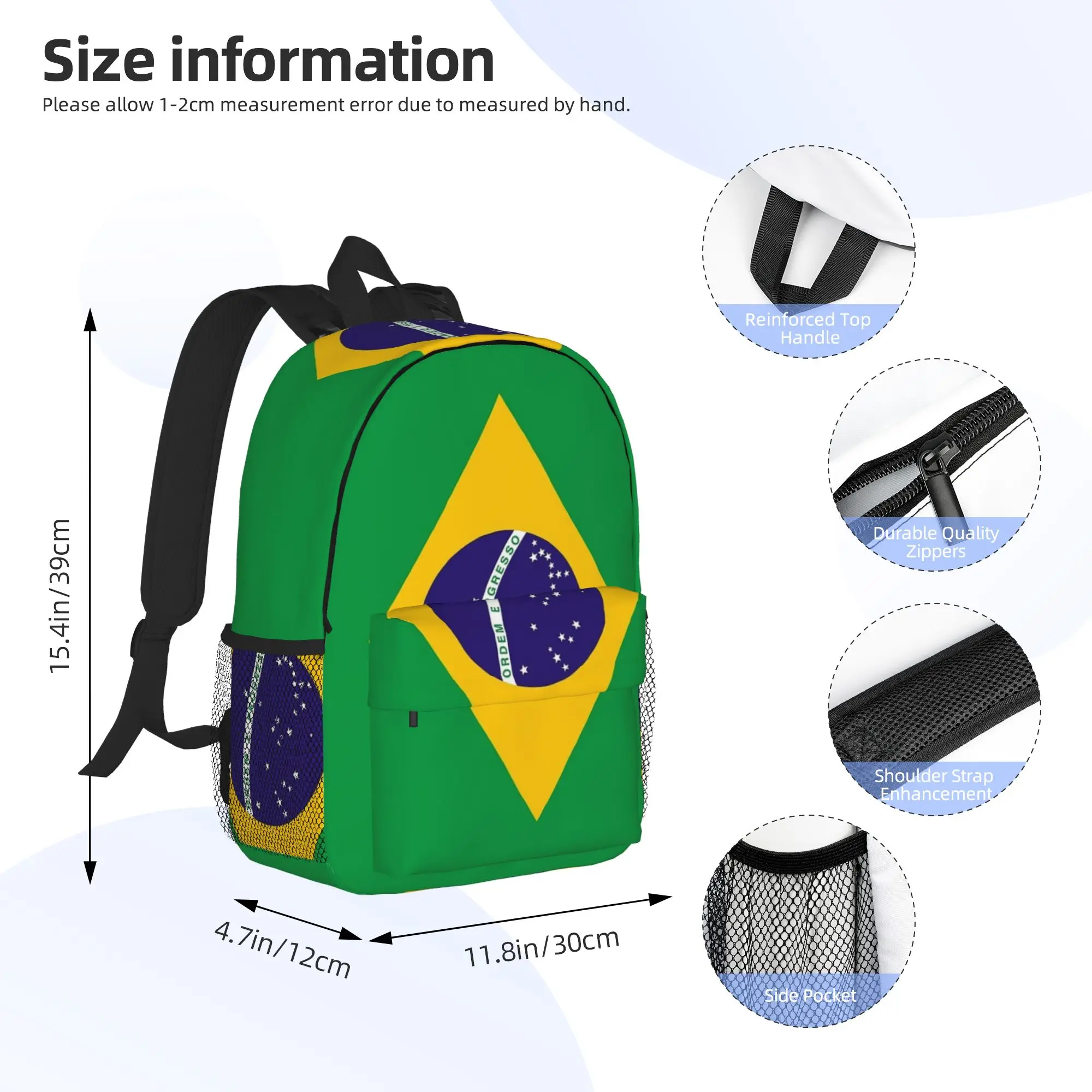 Brazil National Flag Backpack Hot Sale Daypack Large Capacity Boys Girls BookBag Shoulder Bags for Men Women School Bag