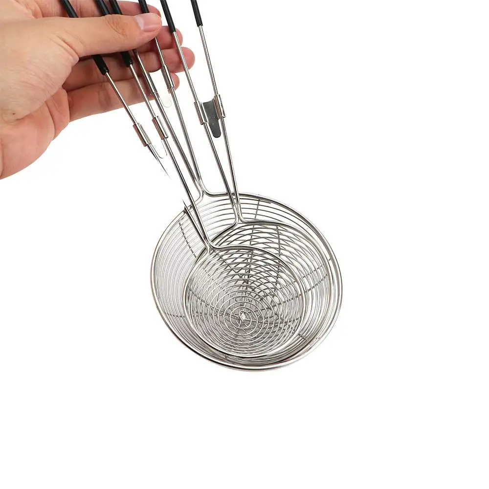 3 Sizes Stainless Steel Spider Strainer Skimmer Spoon Long Handle Wire Skimmer Ladle for Kitchen Frying and Cooking Tool