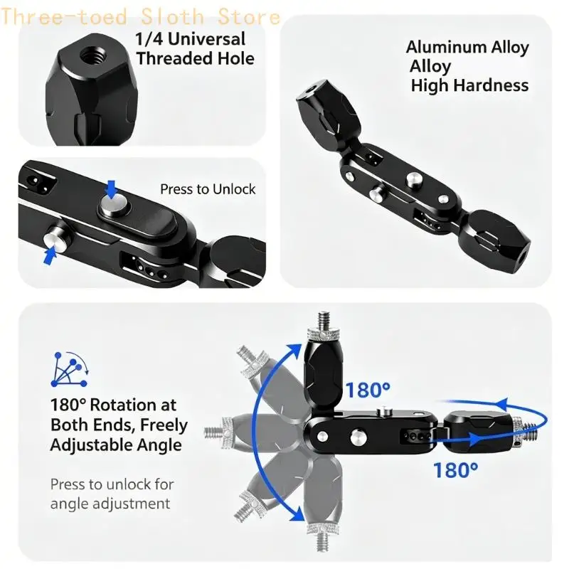 Magischer Arm für Monitor, Kamera, Telefon, Licht, Aluminium-Kugelkopf, Gelenkarm mit Klemme für Desktop-Stativ E74A – Detail 6