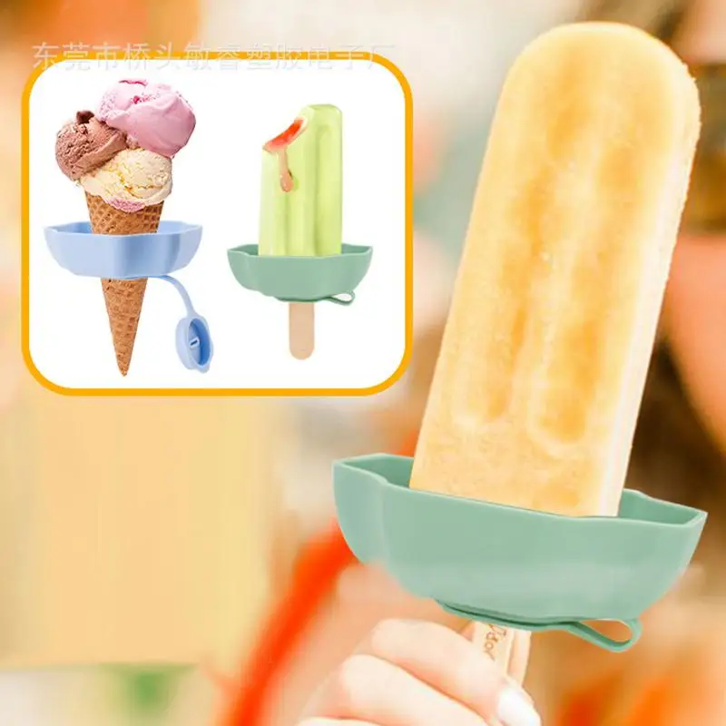 Silicone Drip Proof Popsicles Holder Antiflow Ice Cream Bracket Anti-drip Tray Portable PopsicleProtectors Kids Home Necessity