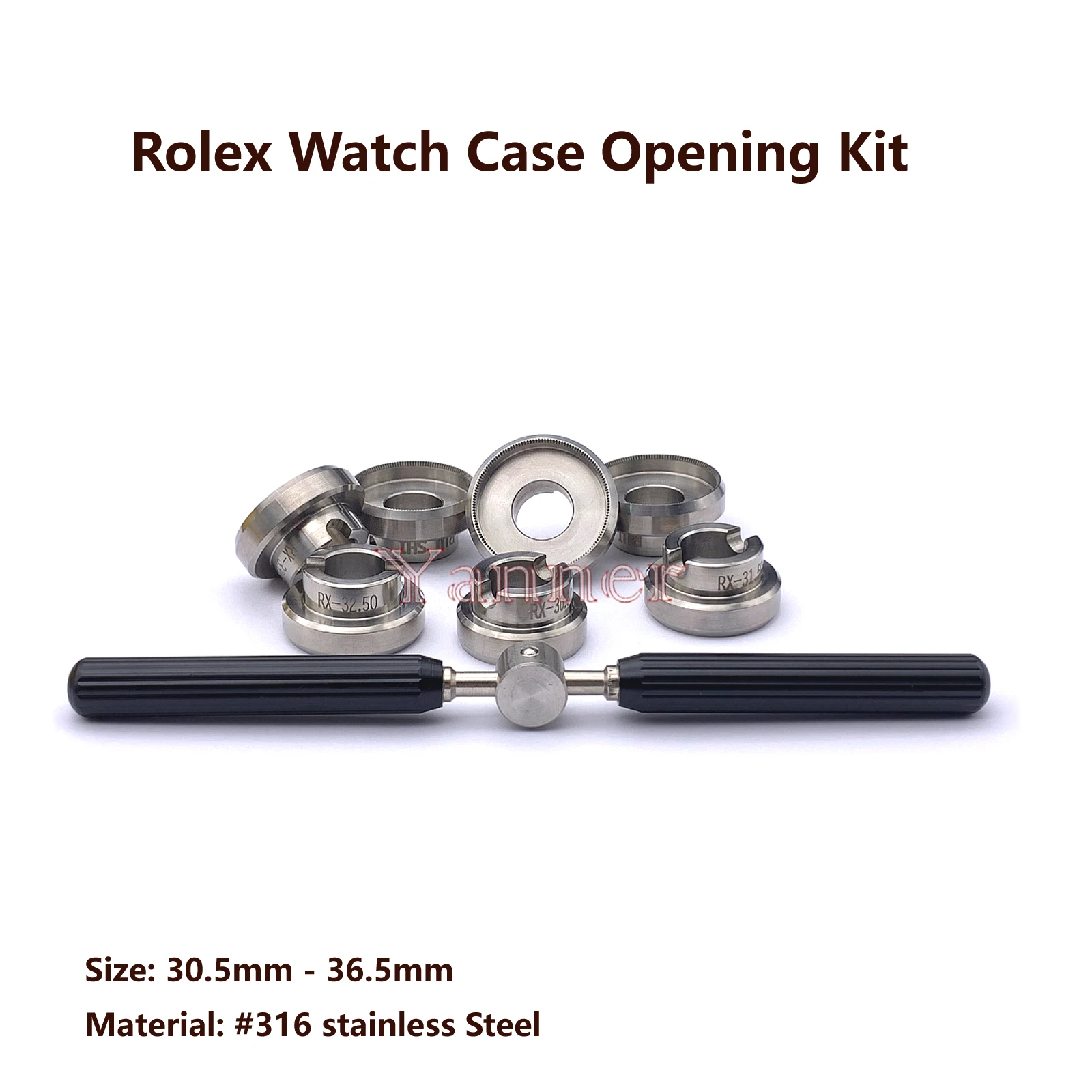 No.5539 6 big sizes/set  Watch Case Opener, 30.5-36.5mm Professional Watch Back Case Opener & Closer for Rolex watches Repairing