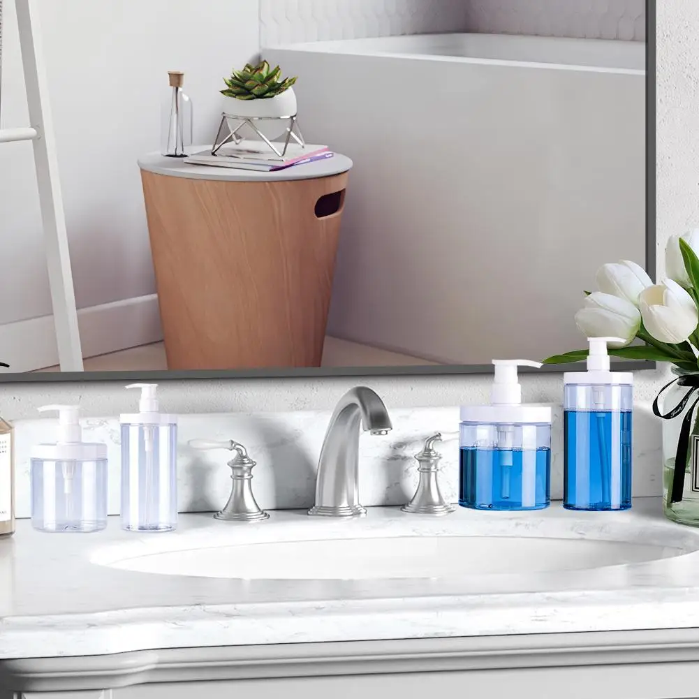 

large-diameter press and dispense bottle Refillable square clear bottle foam Shower Portable Soap container pump Travel K5X5