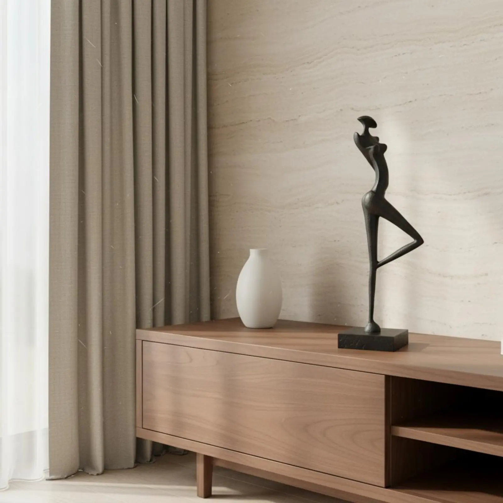 2 Pieces Abstract Human Figure Sculpture European Design Thinking Pose Statue Abstract Metal Figure Artistic Home Decor