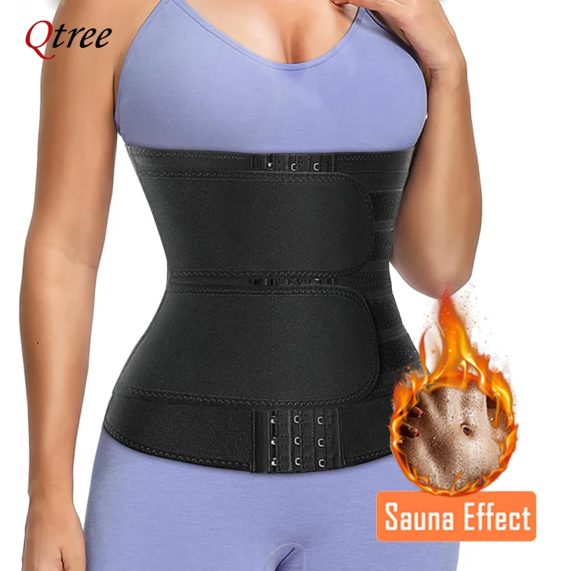 Qtree Plus Size Weight Loss Women Belly Cincher Body Shaper Corset Tummy Control Slimming Sweat Fat Burning Girdle Shapers Belt