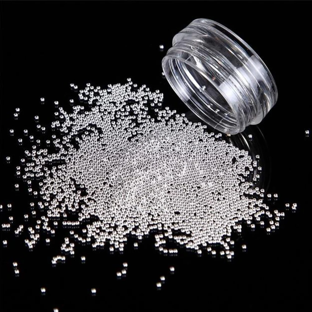 

DIY Nail Art Decorations Round Beads Silver Elegance Special Plastic Box Collect Glamorous Attractive Nail Art Rhinestones