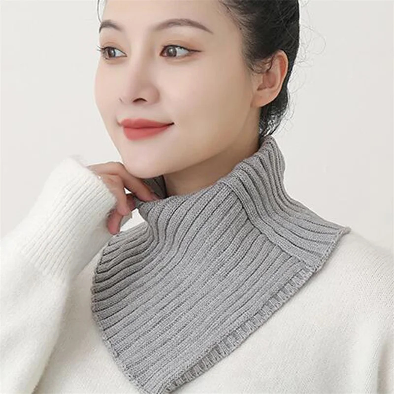 Knitted Wool Fake Collar Neck Scarf Women Turtleneck Detachable False Collar Fashion Thicken Windproof Warm Woolen Fake Collar