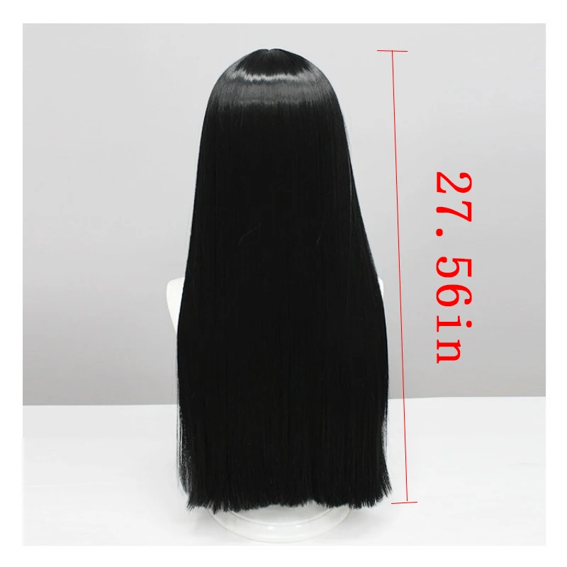 Inoue Takina Cos cheveux longs raides Anime Lycoris recul héroïne rôle perruque balle habiller chapeaux frange noire cheveux longs couvre-chef