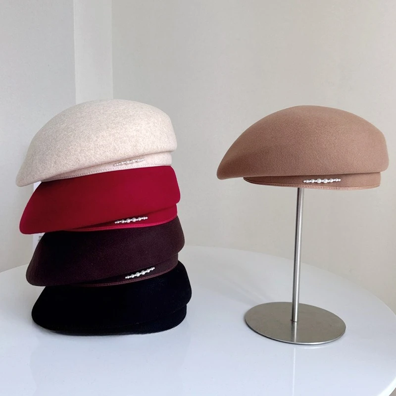 

Осень-зима, каска-таблетка, женские формальные классические шерстяные береты, женские элегантные винтажные фетровые кепки, дизайнерская роскошная шляпа-федора