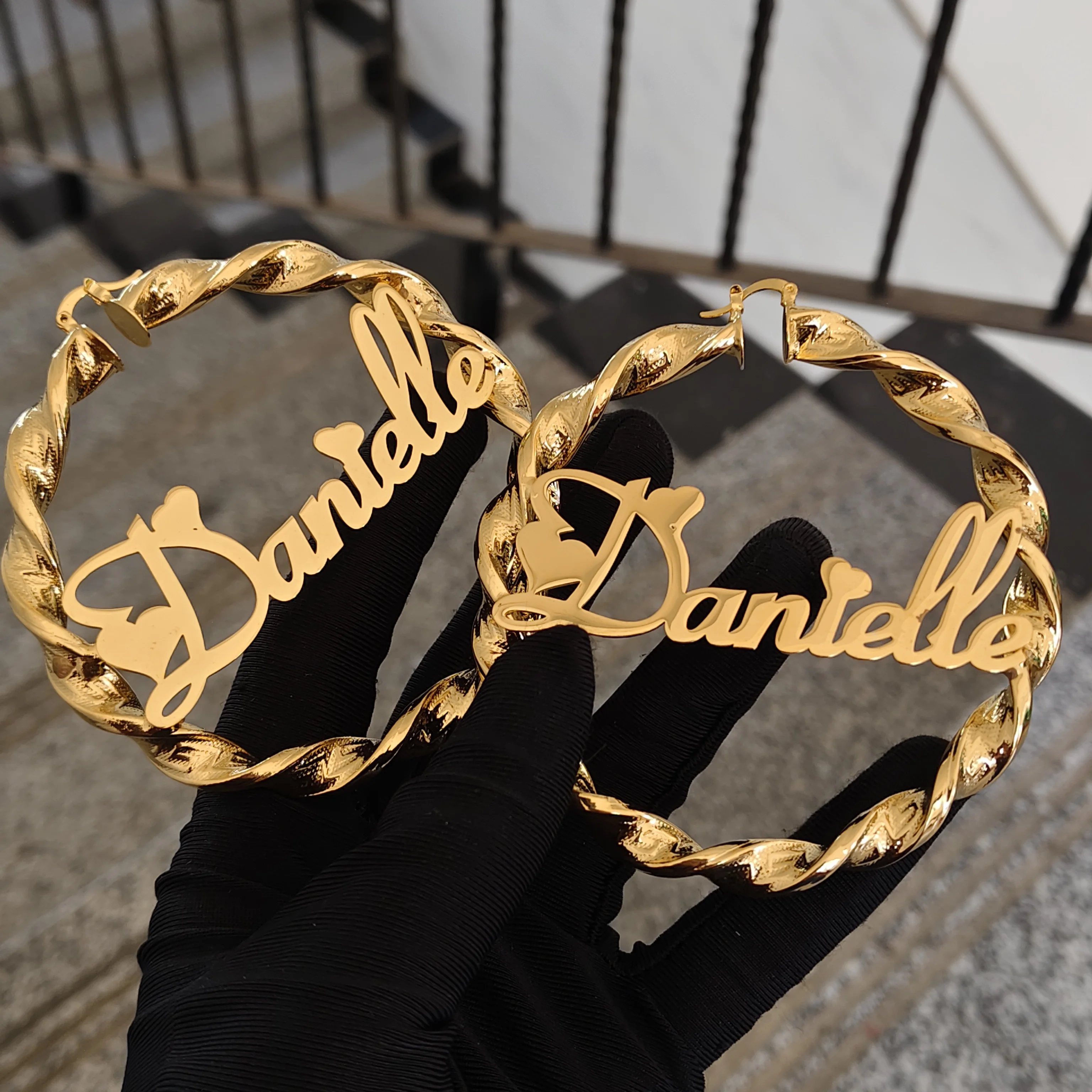 

DHQH Wholesale Customized Name/Logo 80mm Earrings Personalized Letter/Logo 80mm Earrings Birthday Gift Manufacturer Direct Sales