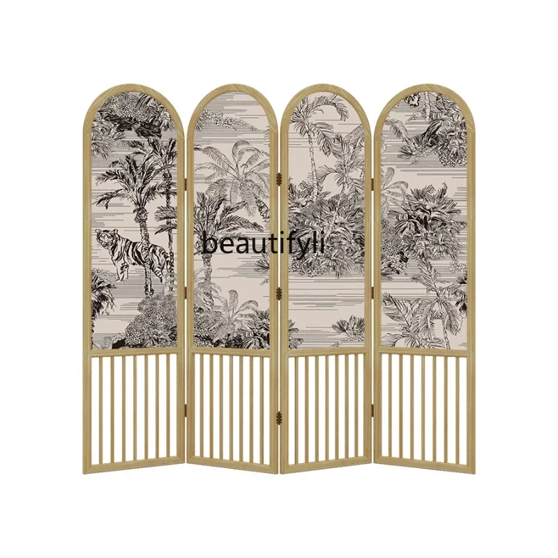 

American Design Retro Solid Wood Subareas Screens Living Room Entrance Hallway Bedroom Room Door Blocking Background