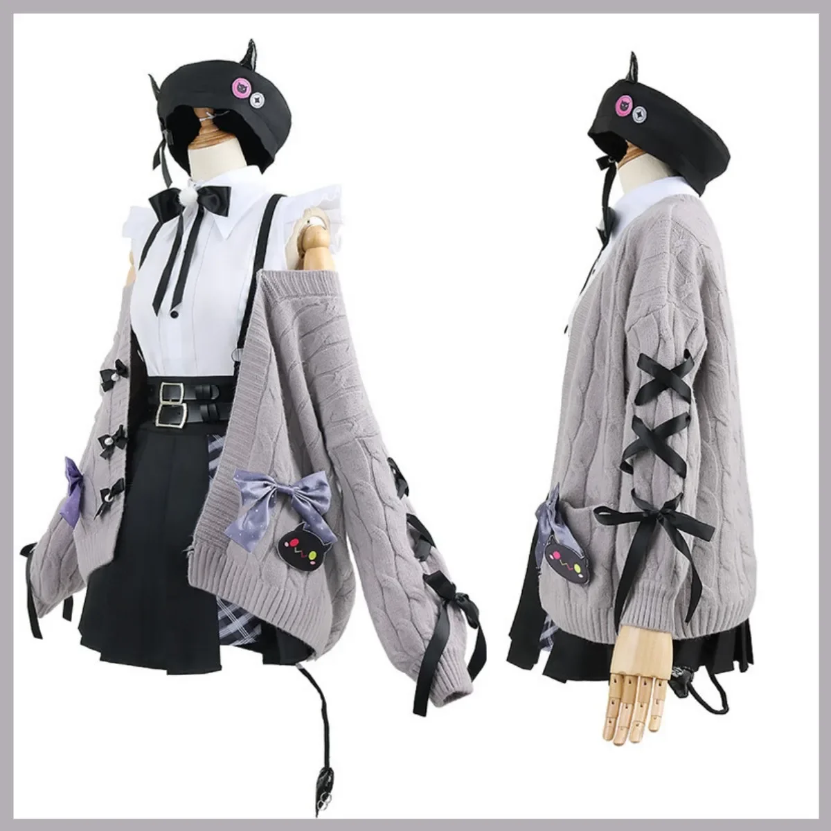 Anime Virtuele Youtuber Nijisanji Tokoyami Towa Cosplay Kostuum Pruik Gebreide Trui Jas Jk Uniform Vrouw Mooie Halloween Pak