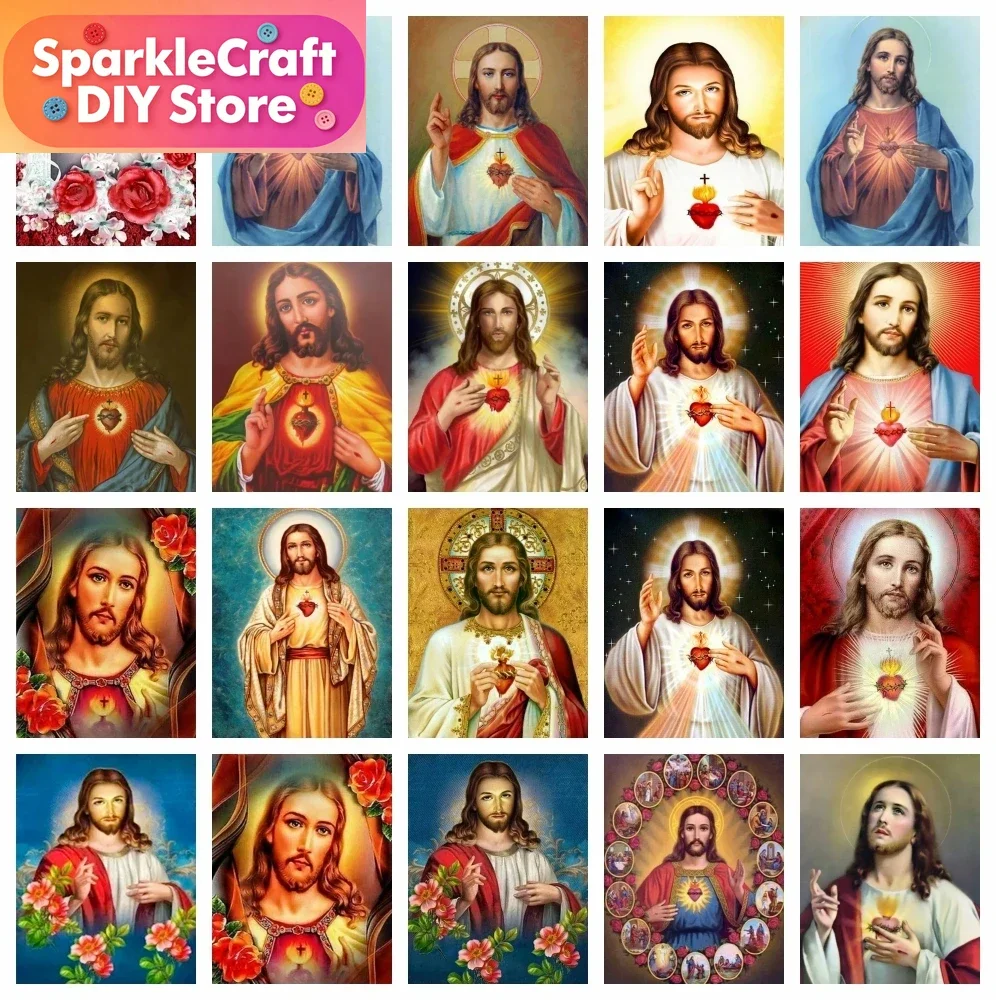1 pieza de pintura de diamante sin marco, religiosa de Jesús, 5D, bordado DIY, icono en oferta, retrato, regalo, diamantes de imitación, hecho a mano, decoración para el hogar
