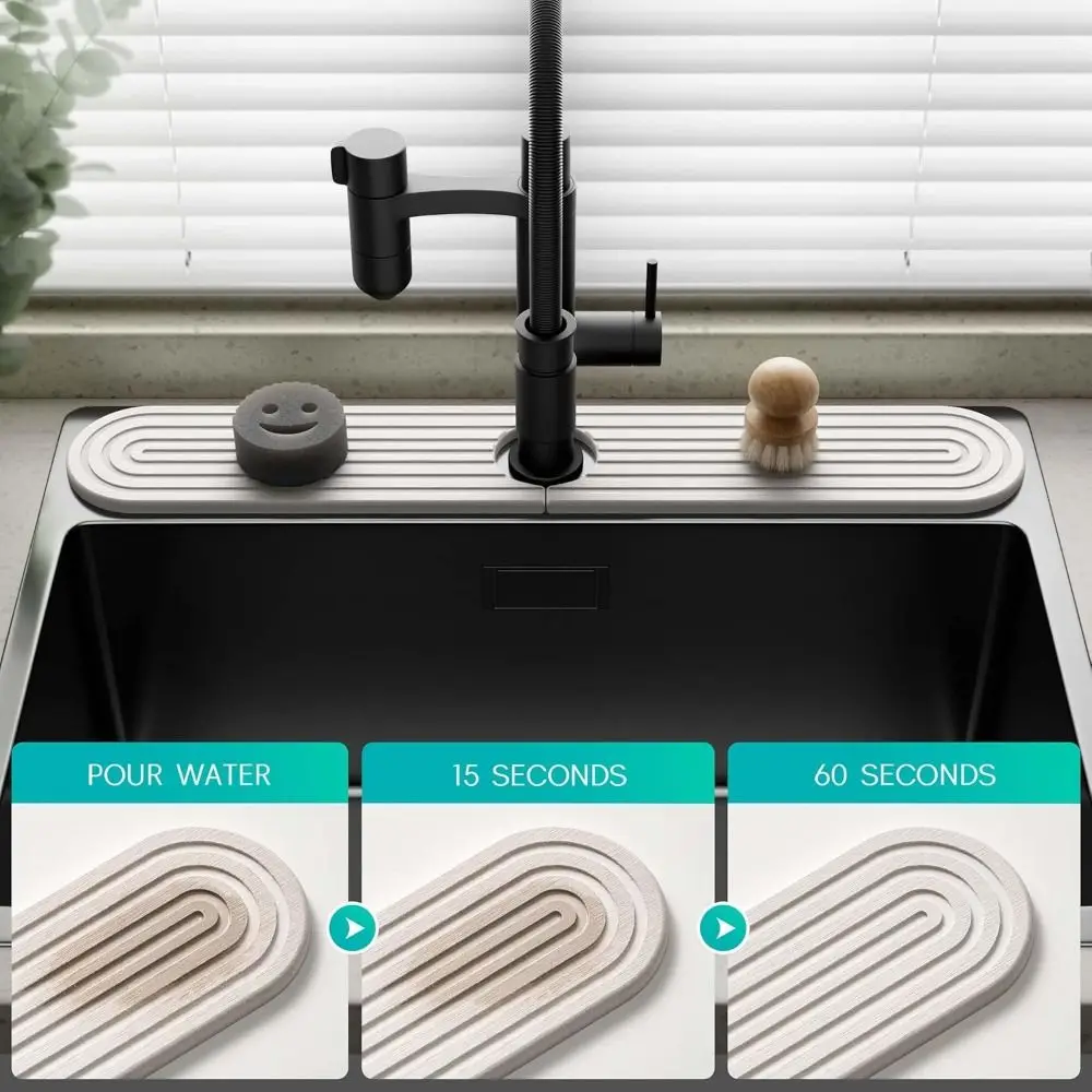 

New Diatomite Faucet Mat for Kitchen Sink Decorative Water Absorbing Sink Protector Sink Splash Guard Kitchen Bathroom Counter