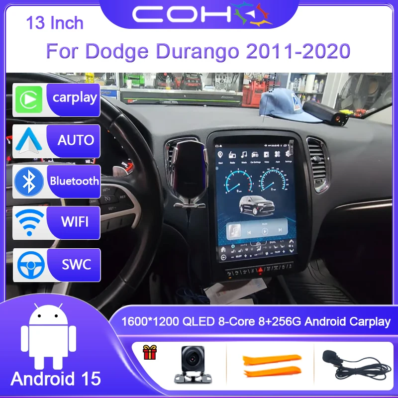 13 Inch For Dodge Durango 2011-2020 Android 15 Octa Core 8G+128G Car Multimedia Player Stereo Receiver Radio 4G WIFI GPS QLED