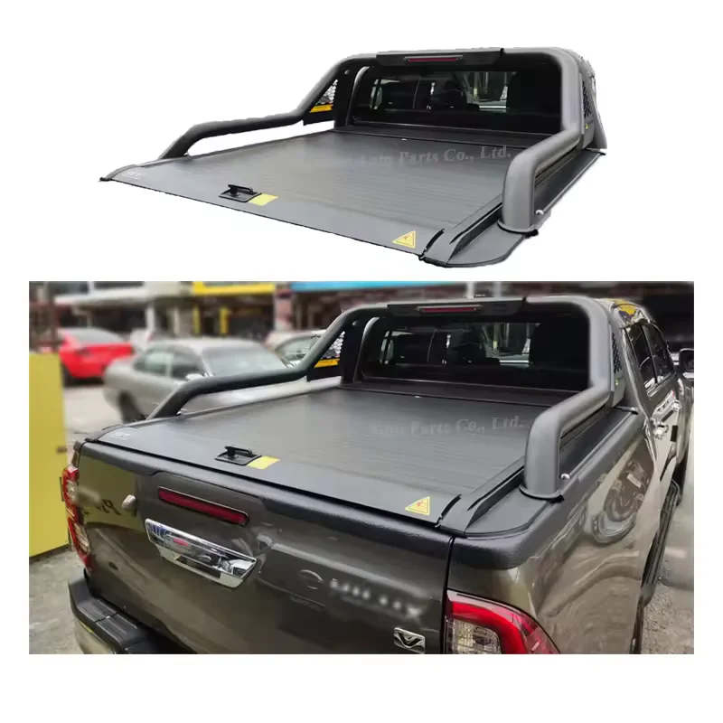 

Черный выдвижной чехол для ручной кровати для Hilux Revo Pickup Truck Жесткий чехол Tonneau Роликовый жалюзи для Hilux Аксессуары для покрытия кровати