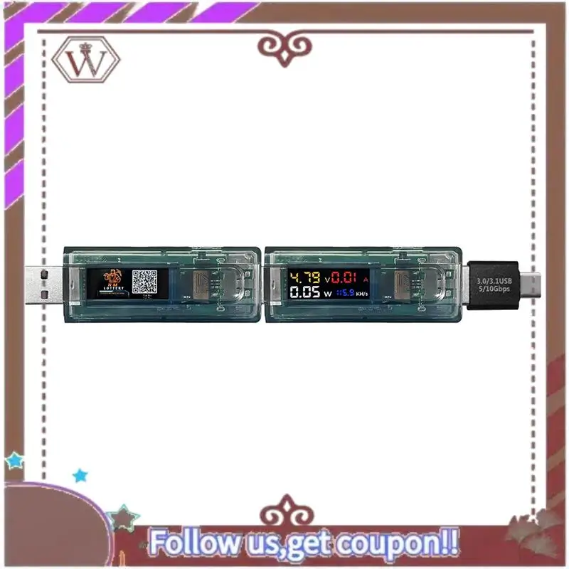 ABBG-Nmminer Miner 117KH/S USB Chain ESP32 Crypto Miner With Adapter BTC Solo Lottery Miner Ammeter USB-A Series Form Chain