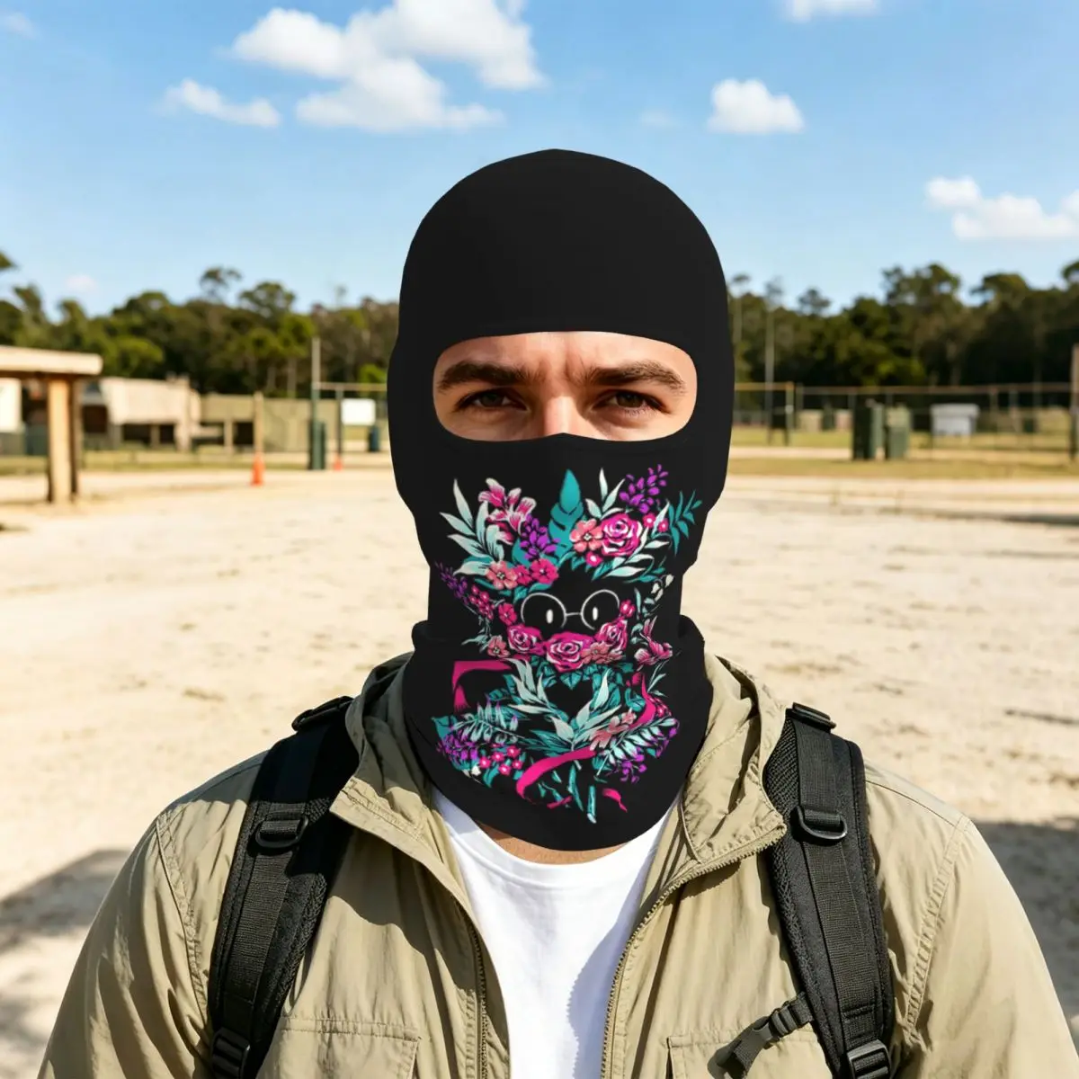 Deltarune Spamton Merch Ralsei Floral Thin Balaclava Full Face Mask Sun Protection Neck Gaiter For Motorcycle Cycling Outdoor