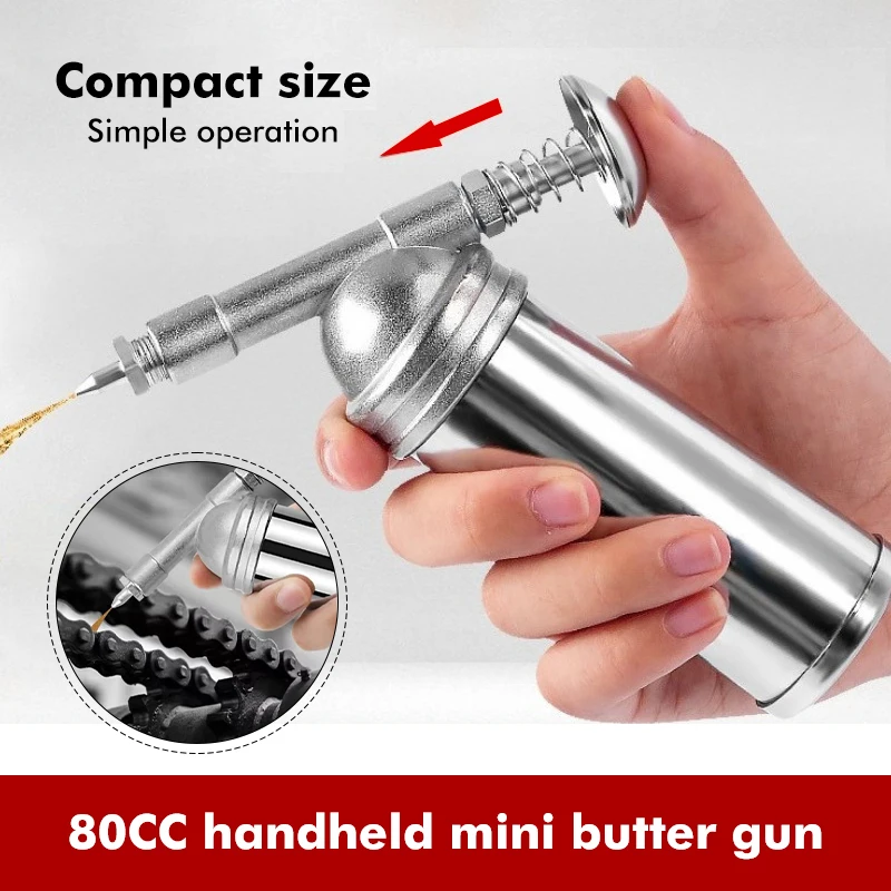

Mini Grease Gun Machine 80cc Capacity 1000PSI Output Pressure Oiler Handheld High Pressure Oiler output Zinc Alloy Hand Tools