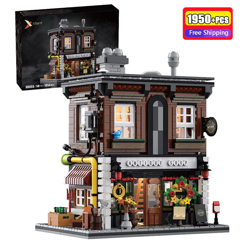 

1950 Pcs Medieval Antique Shop Building Blocks Street View Grocery Store Assembly Desktop Ornaments Toys Gifts For Kids