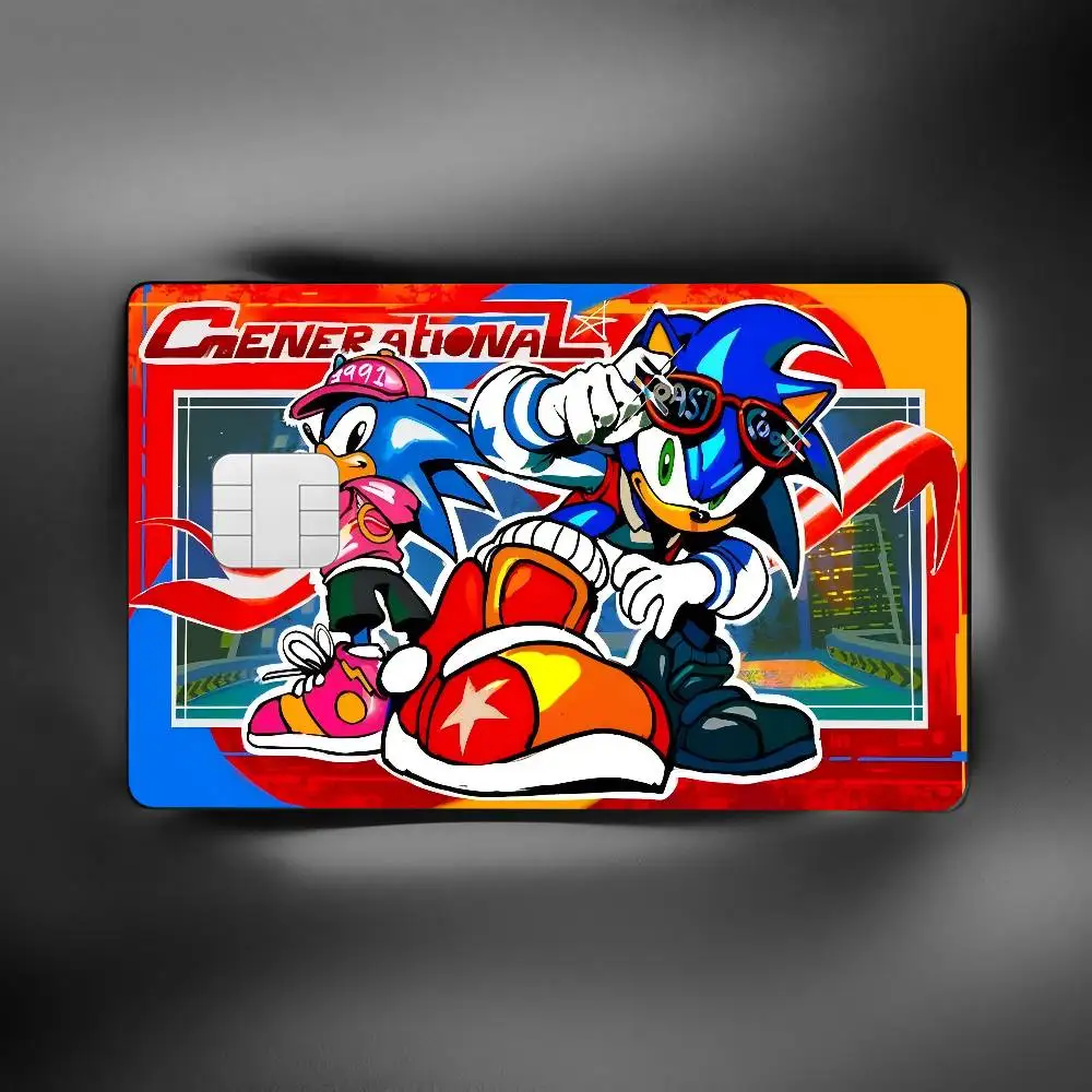 ملصقات جلدية لبطاقة الائتمان S-sonic الزرقاء بدون بقايا لاصقة مقاومة للماء لبطاقة الائتمان VISA لبطاقة الوصول إلى مترو الأنفاق #5