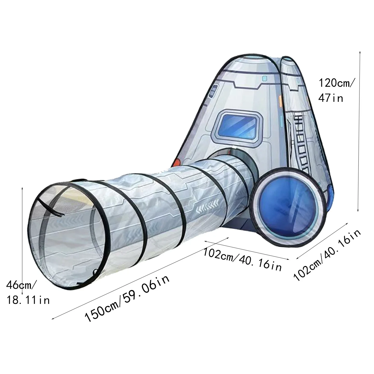 خيمة ألعاب للأطفال على شكل كبسولة فضائية ونفق فضائي، قاعدة سرية كرتونية للاستخدام الداخلي والخارجي، سهلة الحمل، هدية للأولاد