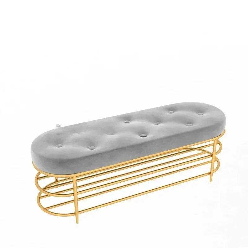 Customized Luxury  stool with 2 tiers  rack shelf sofa seat cushion entrance door  cabinet  bench storage stool