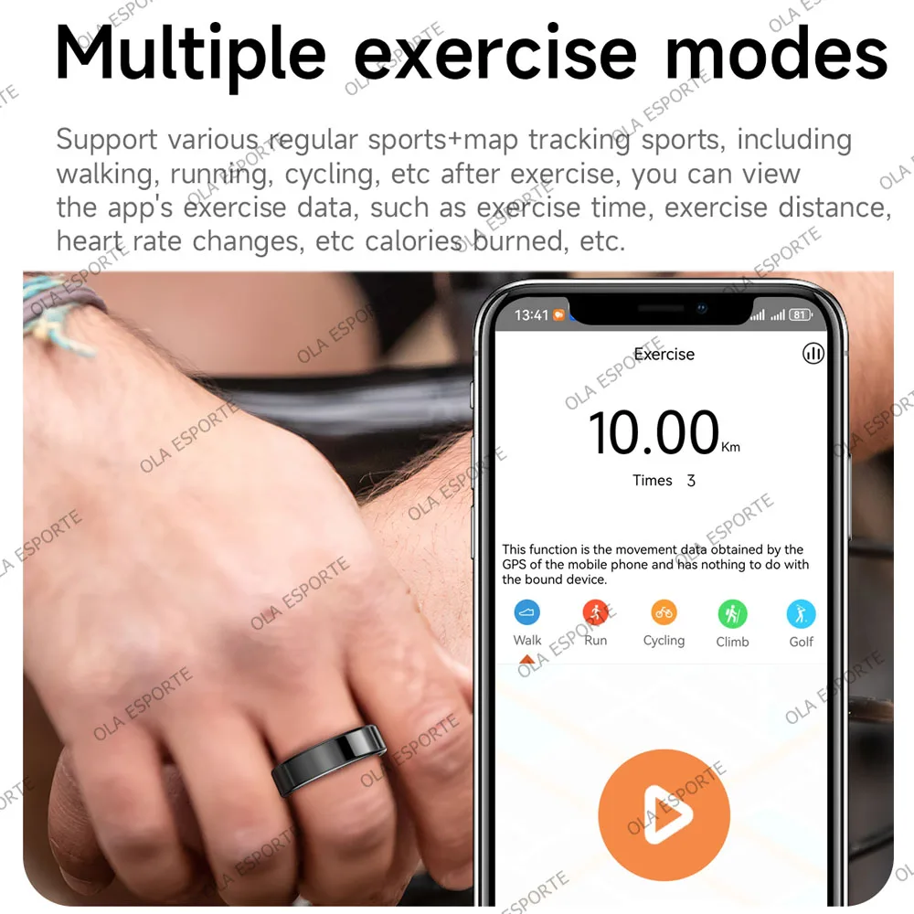 حلقة ذكية جديدة 2026 للرجال والنساء مع مراقبة معدل ضربات القلب والأكسجين في الدم IP68 مقاومة للماء وسائط رياضية متعددة متوافقة مع Android iOS