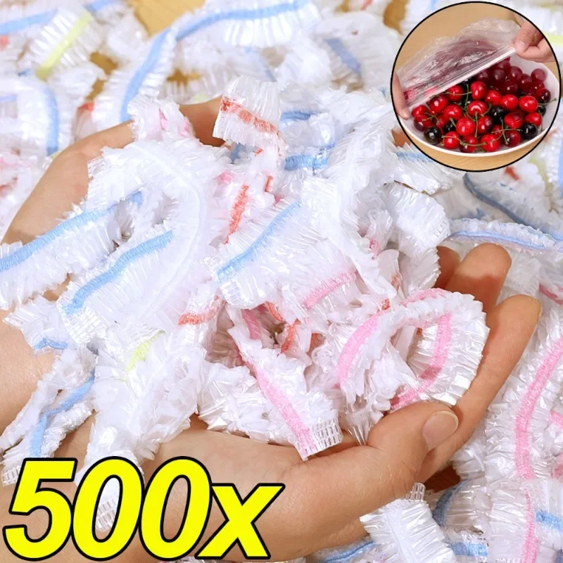 500/100 قطعة غطاء للطعام القابل للتصرف الملونة المطبخ البلاستيك مطاطا التفاف التعبئة والتغليف أكياس التخزين الطازجة حفظ غطاء لوحة غطاء للطعام