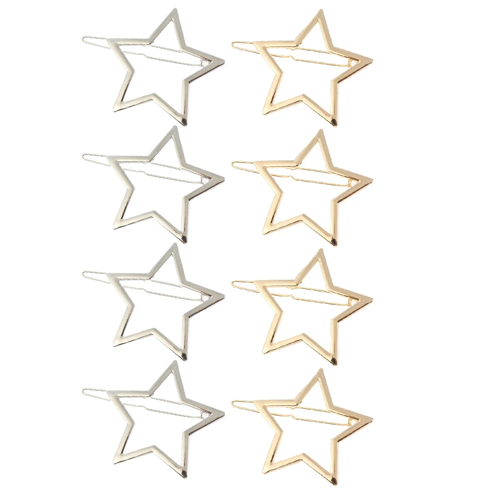 

8 Pcs Star Hair Clip Pentagram Hairpin Barrettes Zinc Alloy Wedding Accessories