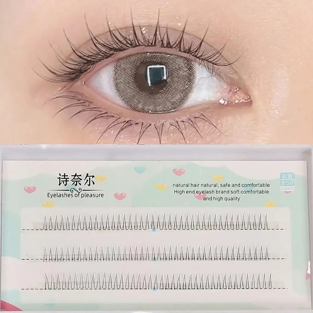 자연스러운 투명 줄기 아래쪽 인조 속눈썹 V자형 5/6/7mm 접착식 가짜 속눈썹 DIY 아이 메이크업 도구 여성용