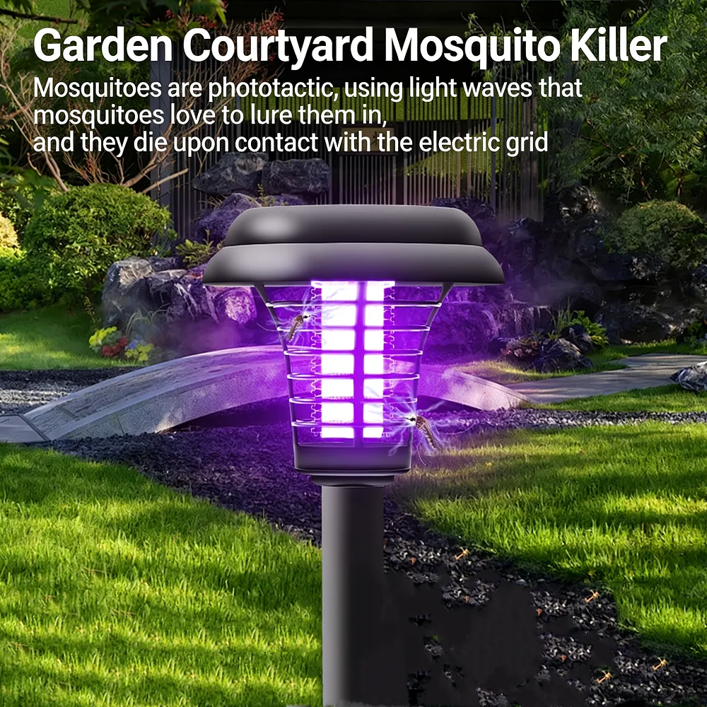 Lámpara Solar Antimosquitos, Trampa para Moscas de Jardín, Trampa Eléctrica para Mosquitos, Eliminador de Insectos, Repelente de Mosquitos, Iluminación Exterior