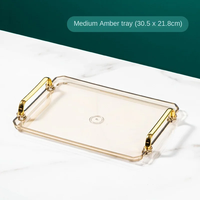 Rectangular Light Luxury European Acrylic Decorative Rectangular with Handle Household Tableware Tray