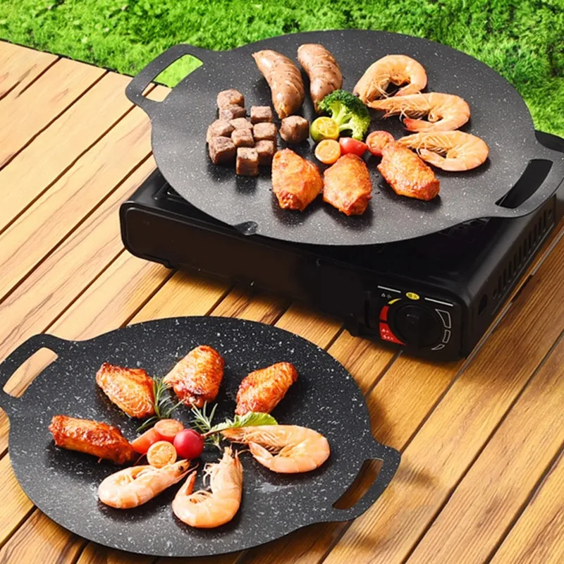 Korean BBQ Grill Pan Maifan Stone Non Stick High Temperature Resistant Grill Plate for Camping Multi Functional Efficient Tool