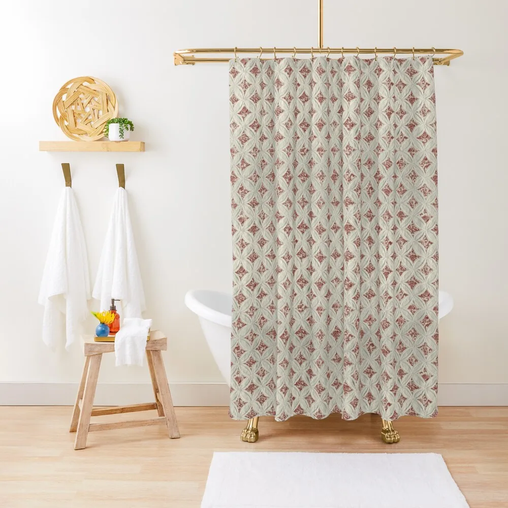 

Cathedral window pattern Toile de Jouy Roses Shower Curtain Anime Bathroom Anime Shower Cover Curtain