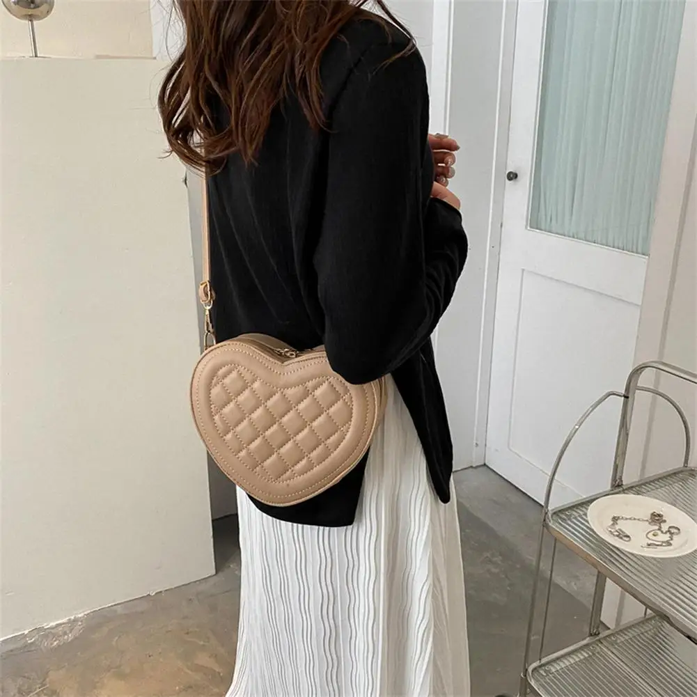

Fashion Rhombic Pattern Shoulder Tote Bag Love Heart Handbag PU Crossbody Bags