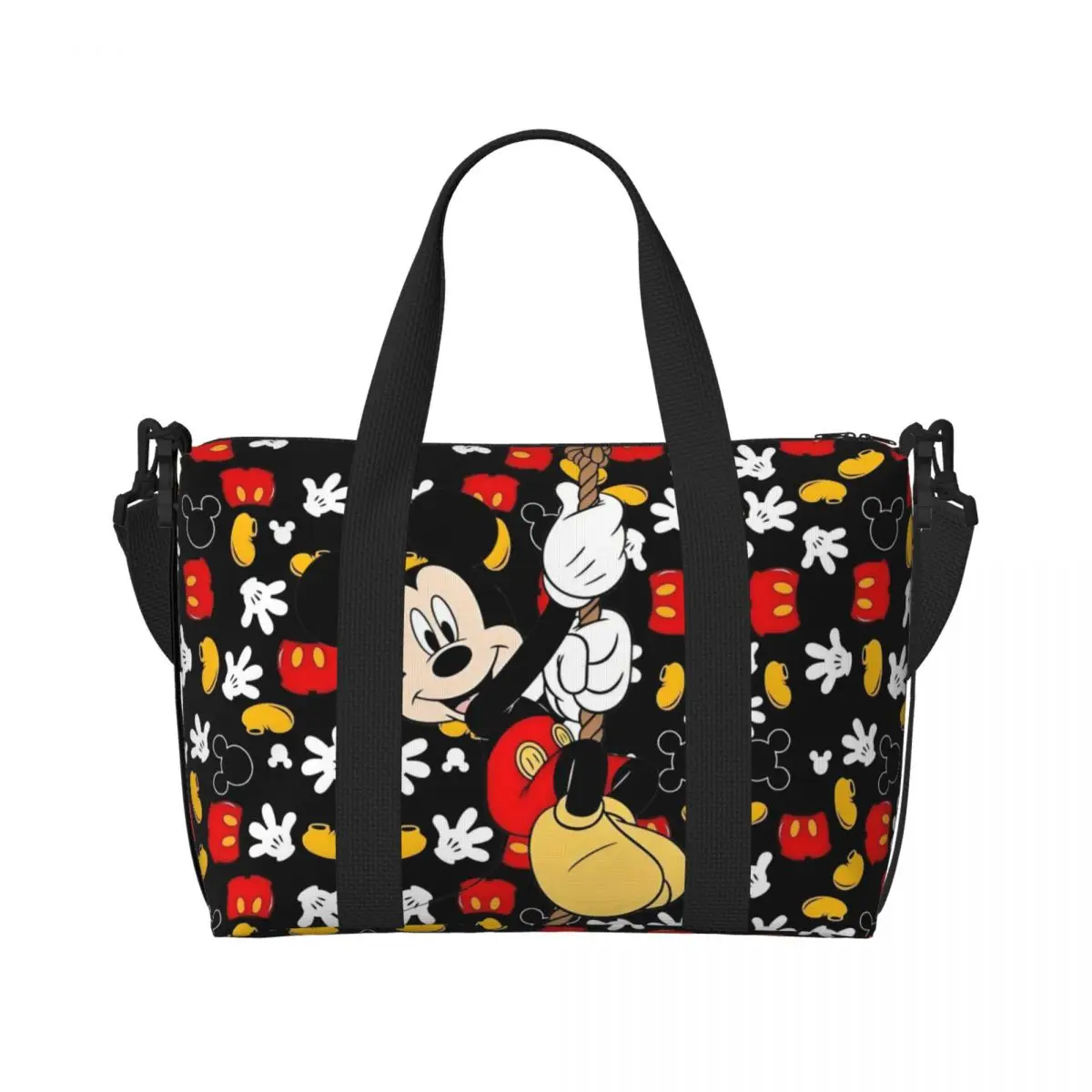 

Custom Large Mickey Mouse Tote Bag for Women Cute Cartoon Shopper Shoulder Gym Beach Travel Bag
