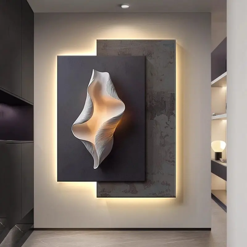 Entrance decorative painting, advanced sense, abstract geometric hanging painting, minimalist living room, facing the door, corr