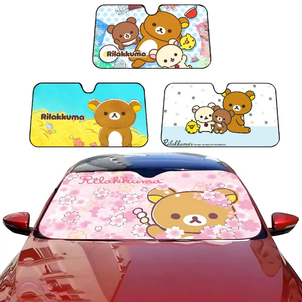 Japan Anime Cute Cartoon R-Rilakkuma Windshield Sun Shade for Car SUV Truck Front Window Sun Shade Accessory Visor Protector