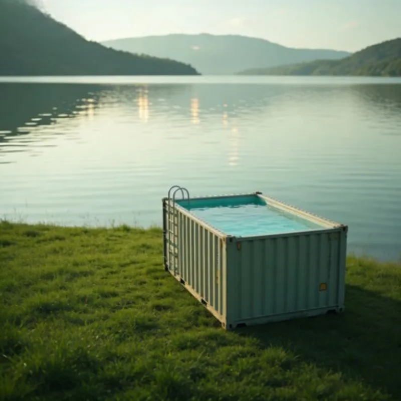 Portable Outdoor Container Pool with Acrylic Glass and Colorful LED Light Custom Size