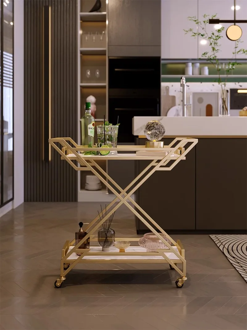 Hotel Restaurant Food Cart Trolley Home Dining Side Mobile Wine Cart High-end Cake Dessert Car Storage Rack