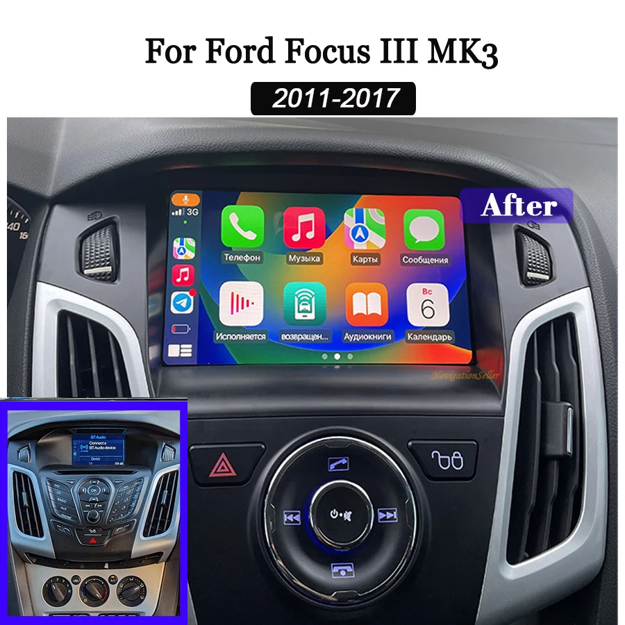 

VIGOHI CarPlay For Ford Focus MK3 2011 Android Touch Screen Radio Stereo Head Unit Upgrade Sat Nav Autoradio Multimedia Player