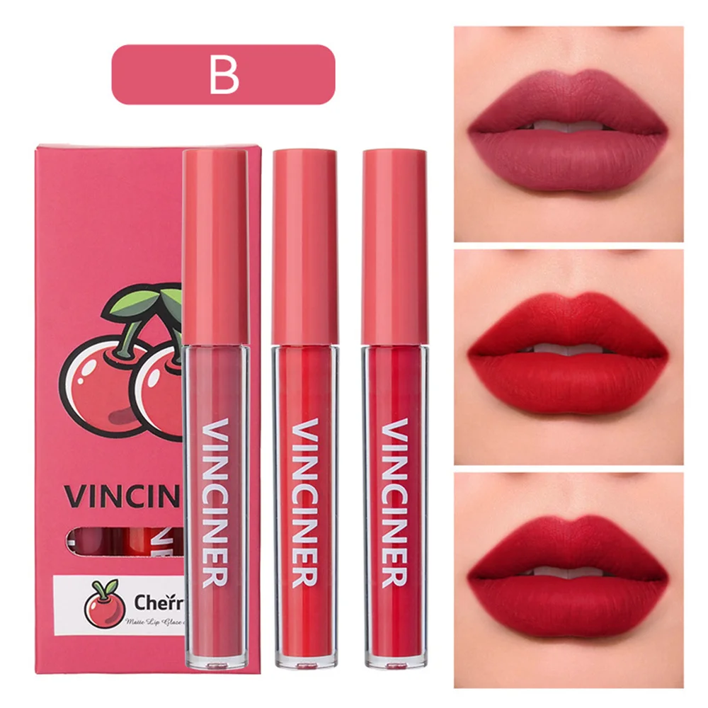 3 Farben/Set matt Lip gloss Großhandel billig flüssige Lippenstift Kit Make-up Lip gloss Set Batom langlebige sexy Lippenstift Make-up