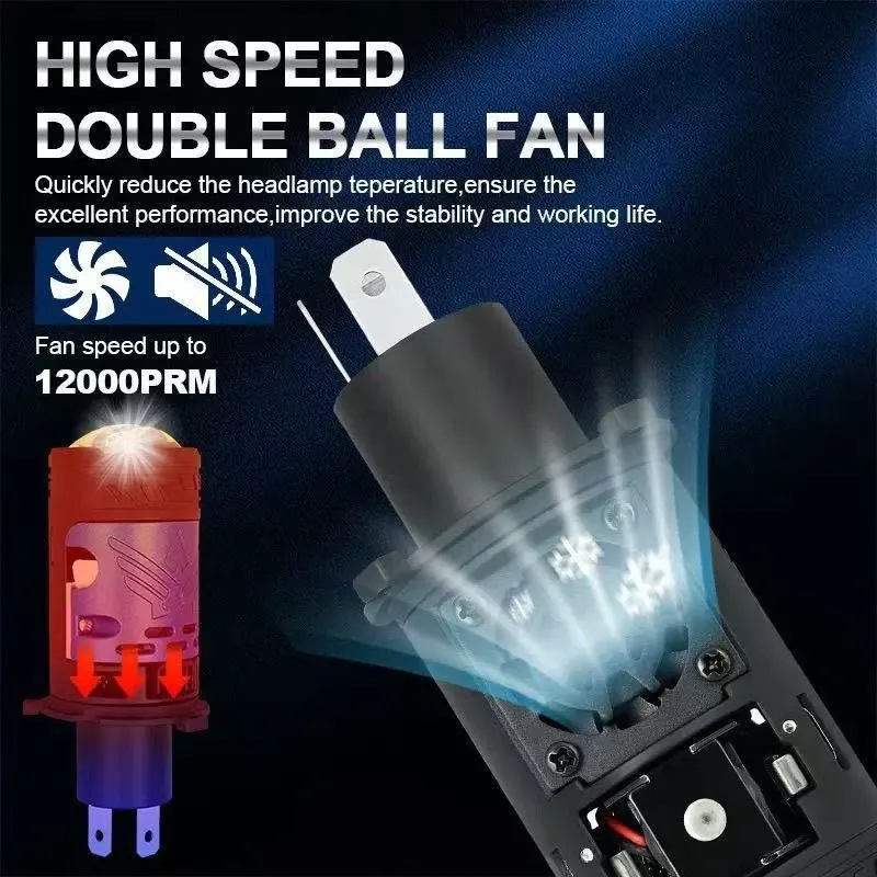 TCYATO Car LED Lens H4 Dual-Light White Headlight Modification, Ultra-Bright Solenoid Valve Variable Light, High and Low Beam in