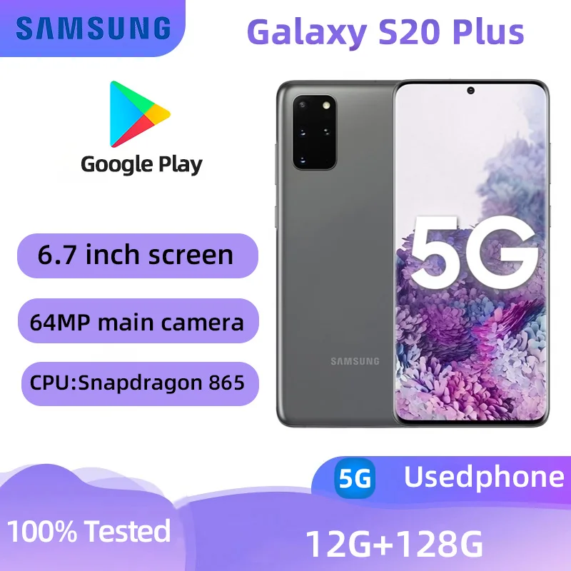 Samsung Galaxy S20+ S20 Plus 5G 12GB RAM 128GB ROM 6.7inch 64MP Camera  Snapdragon NFC used phone