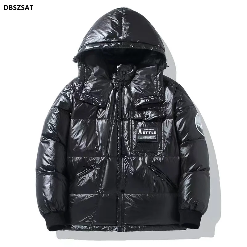 Chaqueta acolchada con capucha para hombre, Parka negra Vintage con cremallera, cortavientos cálido para primavera y otoño, 2023